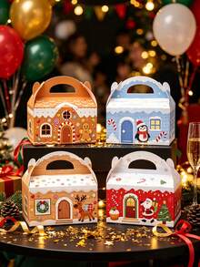 8/4/1pc Christmas Gift Box, Patterns Include Santa Claus, Reindeer, Snowman And Christmas Tree, Suitable For Christmas, Holidays And Home Decor, Party Favors And DIY Gift Packaging - Style Two - View 6