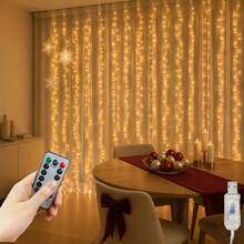 أضواء ستارة LED خارجية/داخلية للنوافذ والجدران، تعمل بالطاقة عبر USB مع جهاز تحكم عن بعد، مثالية لغرف النوم والأعراس والحفلات والحدائق والشرفات والممرات وعيد الميلاد والهالوين وعيد الشكر وديكور العطلات - قابس USB - مشاهدة 14