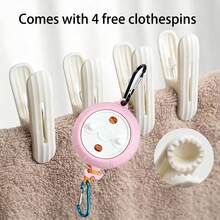 33ft Retractable Travel Clothesline With 4 Clothespins, Windproof Portable Laundry Drying Rope Set With Carabiner Hook, Strong Grip Non-Slip No-Drill Installation, Lightweight Compact, Suitable For Camping Hiking RV Hotel, Essential Gift For Outdoor Campers - 33 Ft/10 M - View 16