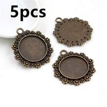 5pcs 20mm Inner Size Flower Style Pendant Cabochons Blank Base Setting Bezel Tray DIY Jewelry Making Accessories Findings - Flower - View 6