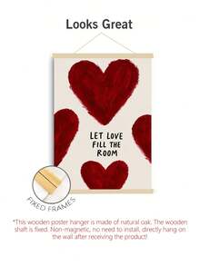 1件裝「Fill The Room With Love」紅色愛心畫布牆飾，浪漫極簡風溫馨愛語畫布海報，適用臥室、客廳 - 彩色 - 查看 8
