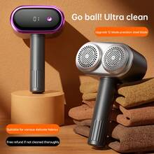 Dual-Head Rechargeable Fabric Shaver, 12-Blade Precision Steel Blades, 800mAh Digital Battery Display, Large Capacity Lint Storage Box, 3D Curved Knitted Fabric Protection Mesh, Efficient Clothing Lint Remover, Suitable For Sweaters And Coats - A - View 2