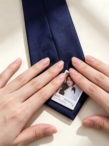 Personalized Photo Tie Patch (Pattern Only) - Fashionable Black Tie, Customizable Image,Custom Photo Patch For Ties,Ideal Business Gift For Wedding Anniversary And For Men, Husbands Or Fathers. - Multicolor - View 5