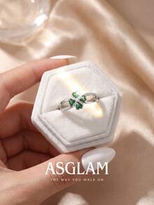 1pc Classic Cubic Zirconia Inlaid White Gold Plated Ring For Women Size 6 Jewelry Suitable For Engagement Wedding Anniversary Birthday Gift - Silver - View 3