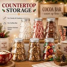 12pcs Christmas Cookie Boxes & Candy Jars, Bottles, Christmas Tree Shaped Jars (6 Bottles And 6 Lids) Candy Jars Cookie Boxes Containers, Suitable For Candy, Cookies, Juice And Chocolate - Christmas Gifts And Decorative Ornaments, Gift Packaging - Multicolor - View 2