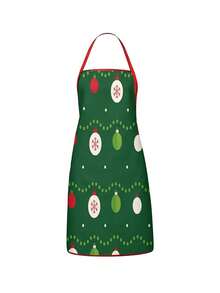 2Pcs Christmas Couple Apron Set, Xmas Gift Box Bauble Snowflake Printed Adjustable Bib Apron, Holiday Kitchen Cooking Baking Apron For Family Party Christmas Gift - Multicolor - View 8