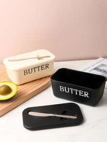 1pc Butter Dish With Lid And Butter Knife, Butter Storage Box With Built-In Spreading Slot, Fits East And West Coast Butter Sticks, Refrigerator Countertop Butter Box, Suitable For Kitchen, Dining Table, Breakfast, College Dorm Essentials - Multiple Styles and Colors - View 8