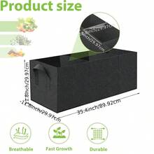 1pc Three-Compartment Breathable Plant Growing Bag, Plant Growing Mat, Rectangular Growing Bag With Three Holes, 15-Gallon (Approx. 5.7 Liters) Breathable Planter, Suitable For Outdoor Plants And Flowers - Black - View 2