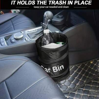 1pc Car Multi-Function Foldable Trash Can, Car Storage Bin, Foldable Garbage Bin, Trash Storage Container, And Practical, Compact And Space-Saving, Keep Car Interior Clean