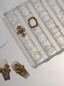 قالب سيليكون DIY لفن الأظافر بزخرفة 3D من الدانتيل على شكل فراشة وصليب بإطار عتيق، 1 قطعة - شفاف - مشاهدة 5