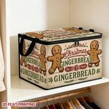 1PC Gingerbread Man Christmas Text Pattern Foldable Storage Box With Lid, 2D FLAT, Zippered Organizer For Clothes, Towels And Bedding, Perfect For Home And Closet Use, Can Be Stored Under Bed, Ideal Home Decor Storage Solution - 1 Piece - View 7
