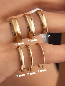ESBERRY 1pc 1-6mm Thin Wedding Band Ring, Minimalist Style, Stackable, For Women, Gift For Her/Him - Gold - View 2