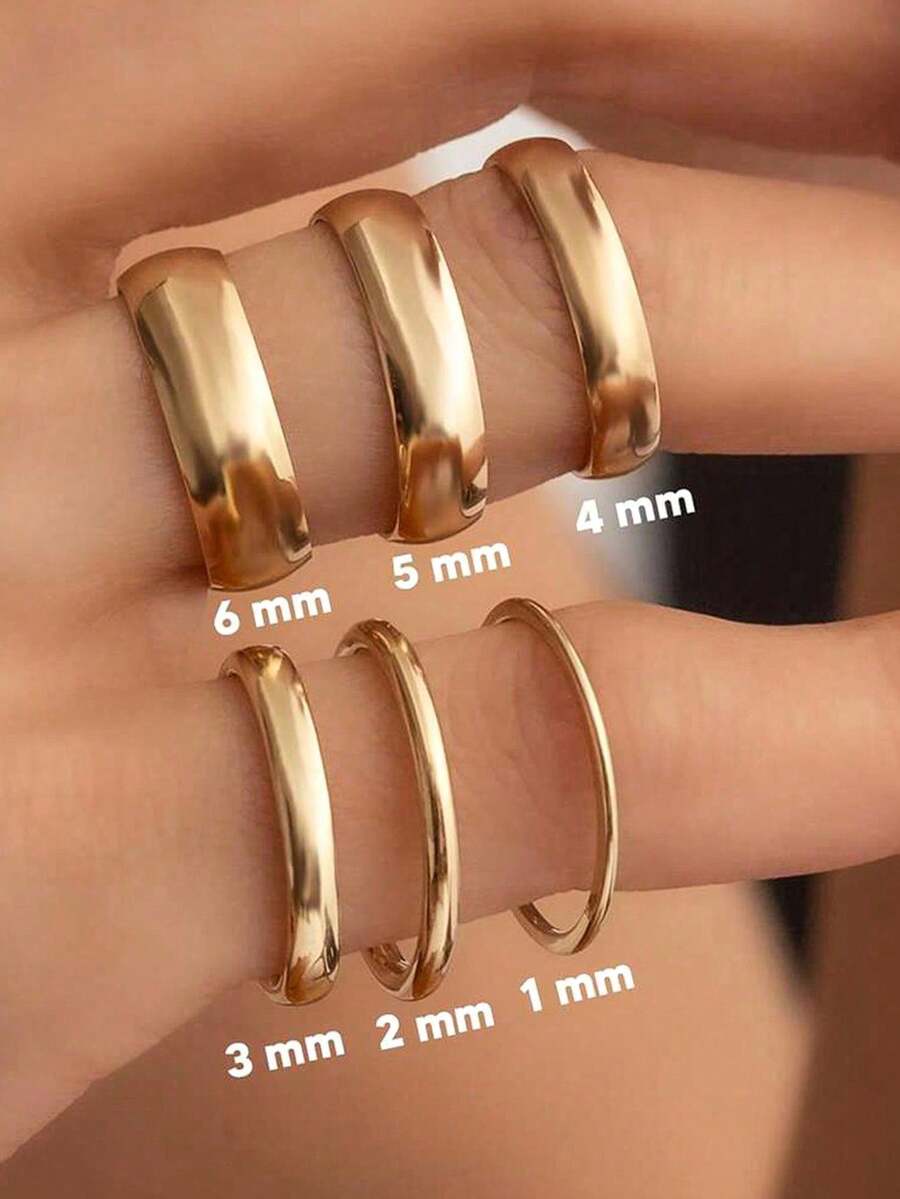 ESBERRY 1pc 1-6mm Thin Wedding Band Ring, Minimalist Style, Stackable, For Women, Gift For Her/Him