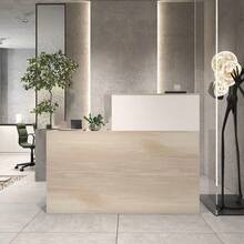 A Reception Desk With A Countertop And Lockable Drawers, Suitable For Salon Reception Rooms And Checkout Offices, Made Of Wood. Champagne Color - Champagne - View 3