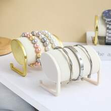 1pcMicrofiber Suede Velvet Jewelry Display Stand Bracelet Bangle Beaded Strand Watch Holder With Plastic Frame Desktop Organizer For Jewelry Sellers Retail Display Home Vanity Daily Storage Scratch-Resistant Soft Lining Stable Base Multi-Size Options - Multicolor - View 6