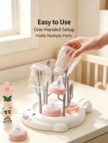 1pc Cute Bear Shaped Baby Bottle Drying Rack, Baby Feeding Cup Drainage Bracket, Newborn Table Utensil Storage Organizer, Newborn Baby Gift - Multicolor - View 1