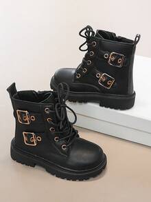 Girls' Ankle Boots, Thick Sole, Anti-Slip, Autumn/Winter - Black - View 2