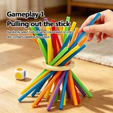 Early Education 3-In-1 Color Recognition Stick Pull Game, Educational Parent-Child Interactive Logic & Focus Board Game Toy, Strategy Toy For Kids, Birthday Christmas Party Holiday Gift Box Filler - Multicolor - View 6