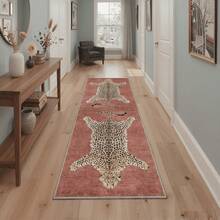 Velvet Leopard Print Non-Slip Rug, Suitable For Bathroom, Bedroom, Entryway Decoration, Suitable For Bedroom, Living Room, Entryway - Soft Washable Faux Cashmere Carpet With Duck And Bird Pattern, Machine Washable Bohemian Style Rug, Non-Slip Soft Round Carpet, Suitable For Bedroom, Living Room, Kitchen Home Decor - Multicolor - View 17