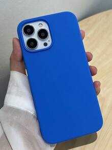 1pc Luxury Liquid Silicone Phone Case, Compatible With Apple 17 Air 16e 11 13 12 14 15 Pro Max, Compatible With IPhone 16 Pro Max, Shockproof Protective Cover - Sapphire Blue - View 3