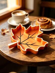Maple Leaf Shaped Storage Tray, Perfect For Organizing Jewelry, Keys And Small Aromatherapy Items, Also Can Be Used As Decorative Desktop Ornament, Suitable For Living Room Coffee Table, Bedroom Vanity And Entryway Countertop - Multicolor - View 3
