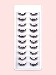 10 Pairs Crisscross 14mm Long False Eyelashes - Black - View 2