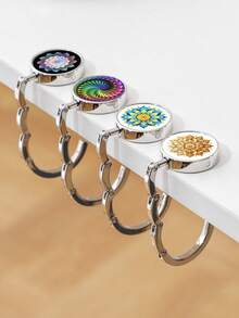 1pc Mandala Pattern Bag Hook, Multi-Color Metal Folding Table Edge Bag Holder, Portable Desk Bag Hanger For Students Backpack, Sturdy Space-Saving Door Wall Hook Organizer For Bags, Hats, Umbrellas, Dorm, Office, Kitchen, Graduation Gift - Multicolor - View 3