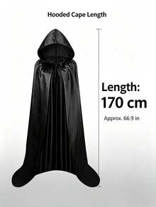 ZUAY 1PC Unisex Adult Grim Reaper Hooded Cloak, Halloween Witch Long Cape, Cosplay Costume Prop For Carnival Rave Festival Party - Black - View 9