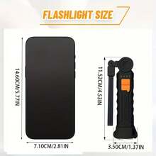 Powerful Handheld LED Flashlight, Mini COB Flashlight With 4 Modes, USB Rechargeable, Portable Foldable Work Light With Hook Design, Suitable For Camping, Fishing, Reading, Repair And Emergency Lighting, IP44 Waterproof Rating - A - View 2