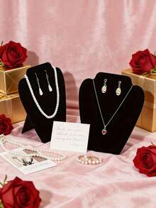Jewelry Display Stand With Bust Mannequin, Necklace Pendant Earring Display Rack, Tower-Shaped Display Stand, Suitable For Valentine's Day And Back To School Season - Multicolor - View 2