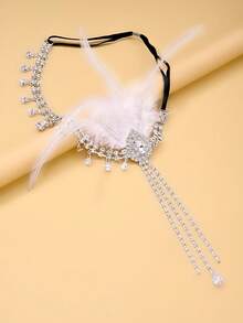Women's 1920s Feather Headband Teardrop Tassel Flapper Forehead Headpiece For Party Costume Prom - Silver - View 4