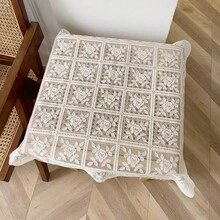 1pc Floral Pattern Lace Tablecloth, Bohemian Hollow Elegant Palace Style Polyester Dining Sofa Piano Decorative Tablecloth, Multiple Sizes Available - White - View 13