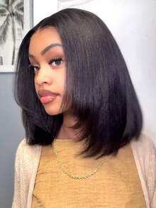 Machine Made Yaki Glueless Wispy Bangs Natural Black Wig Parting Flexibility Fit All Head Sizes 100% Human Hair Dye-Friendly Beginner Friendly Face-Framing Styling Versatility Unice Wig - SNatural - View 7