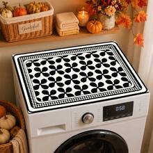 Luckybutterfly Black And White Vintage Floral Washing Machine Top Cover Mat, Anti-Slip Waterproof Dust-Proof Washing Machine Dryer Protective Pad, Suitable For Laundry Room Home Decor - Black - View 11