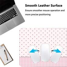 Cute Pink Check & Polka Dots Pattern PU Leather Large Desk Mouse Pad, Waterproof Anti‑Dirt Non‑Slip Keyboard Desk Mat, Smooth Desktop Protector Decor For Home Office Work Study Gaming, Aesthetic Lace Design Large Size Desk Pad For Daily Desktop Use - View 7