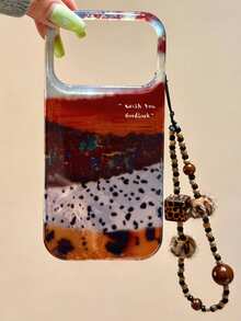 Luxury Vintage Patchwork Leopard Print Plush Bracelet Phone Case, Compatible With IPhone 18 Pro Max, 18 Pro, 17 Pro Max, 17 Pro, 16 Pro, 16 Pro Max, 15 Pro Max, 15 Pro, 14 Pro Max, 14 Pro, 13, 12 Pro Max Plus, 13, 15, 17, 16, 11, Autumn/Winter Style, Foil Texture Protective Cover - Leopard Print - View 2