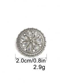 5pcs/Pack Flower Rhinestone Metal Buttons Round Crystal Hand Sewn Buttons For Coats Suits Sweaters Dresses DIY Clothing Accessories - Multicolor - View 13