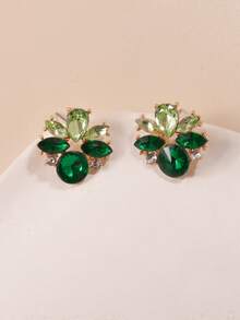 1 Pair Fashionable Versatile Colorful Rhinestone Stud Earrings, Vintage Luxury Gentle Personalized Elegant Earrings - Earrings - View 10