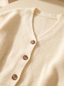 JIANHU Women's White V-Neck Button Knit Cardigan Long Sleeve Jacket For Autumn/Winter Christmas New Year - White - View 7