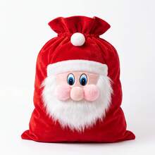 1pc Gold Velvet Santa Claus Mask Backpack With Straps, High-End Drawstring Gift Bag Large Capacity Christmas Present Pouch, Creative Holiday Party Gift Storage Bag, Christmas Gift Packaging & Decoration Supplies - Multicolor - View 13