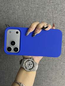 1pc Luxury Liquid Silicone Phone Case, Compatible With Apple 17 Air 16e 11 13 12 14 15 Pro Max, Compatible With IPhone 16 Pro Max, Shockproof Protective Cover - Sapphire Blue - View 8