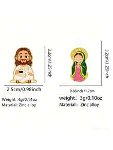 1|2pcs Funny Cartoon Jesus Drinking Coffee Brooch, 2pcs Cartoon Religious Enamel Badge, Suitable For Backpacks - A - View 5