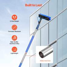 Water Fed Pole Kit, 3.6m Solar Panel Cleaning Pole With Extendable Handle, 180° Rotatable Brush Head & 20m Hose, Household & Outdoor Window Cleaner Tool For Caravan Solar Panel Deck - 3.6m - View 5