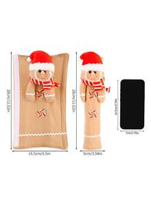 1pc/2pcs Christmas Gingerbread Man Refrigerator Handle Cover, Cute Gingerbread Boy & Girl Plush Fridge Handle Protector, Scene Decoration, Holiday Decor, Room Decor, Home Decor, Theme Party Decoration, Christmas Decoration - Multicolor - View 8