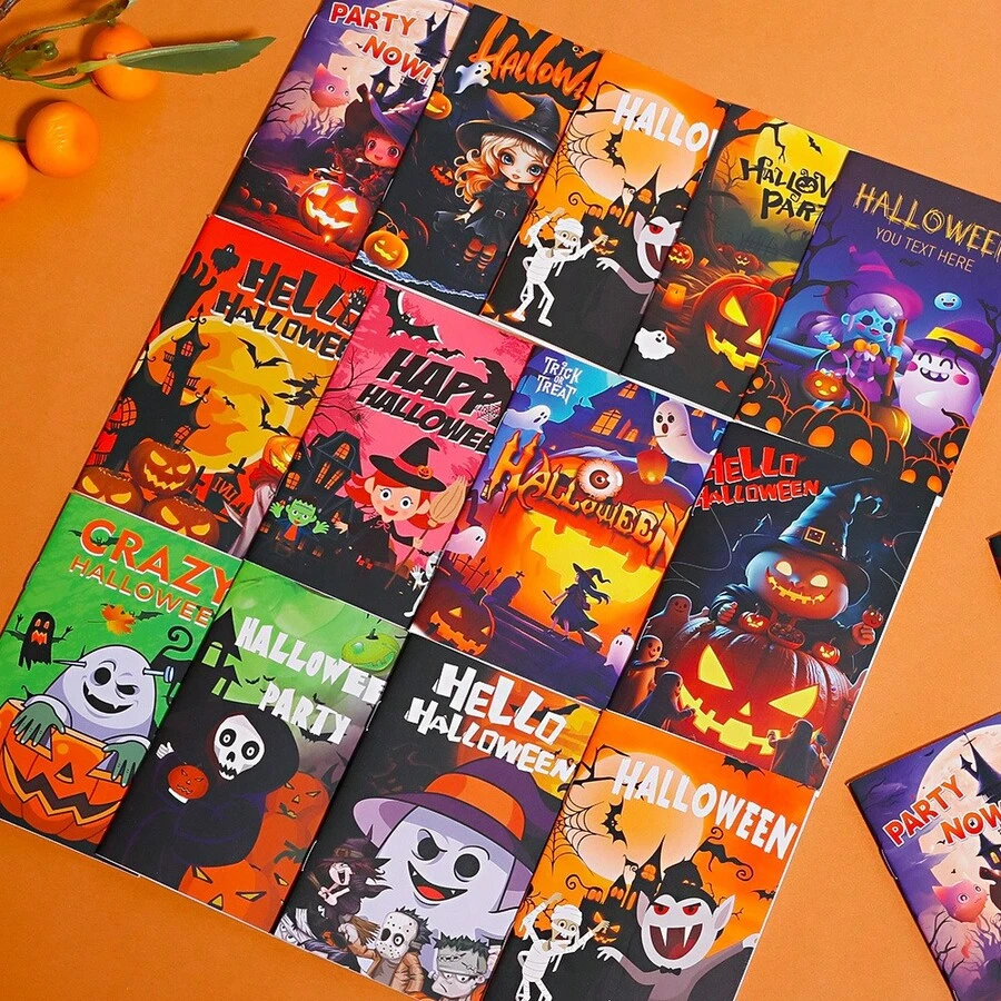 5PCS Halloween Mini Notebooks - Random Styles - DIY Pumpkin, Skull, Witch Shaped Sticky Notes - Halloween Stationery Supplies - A - View 1