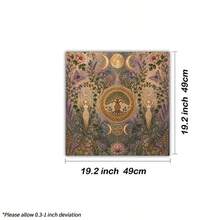 1pc Triple Moon Tree Of Life Tarot Cloth, Wiccan Goddess Pentagram Botanical Altar Cloth, Vintage Floral Witchy Divination Tablecloth Spiritual Home Tapestry - Black - View 8