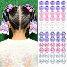 60pcs Colorful Braiding Beads, Rainbow Color Hair Bead Accessories, Cute Braids Beads For Girls, 2 Styles Available - Multicolor - View 8