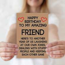 OBOVAY 1pc Best Friend Birthday Card, Humorous Birthday Greeting Card, Friendship Card, Best Friend Birthday Gift, Christmas - A - View 5