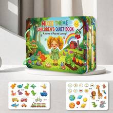 Kids Preschool Quiet Busy Book, Mixed‑Theme Interactive Matching Activity Book, Dinosaur Space Farm Animal Fruit Cognitive Educational Toy For Toddlers - Multicolor - View 1