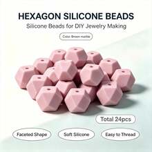 24/100Pcs Morandi Color Palette Faceted Hexagon Silicone Beads, Polygonal Beads For DIY Jewelry & Bead Pen Making - Morandi Color Scheme - View 23